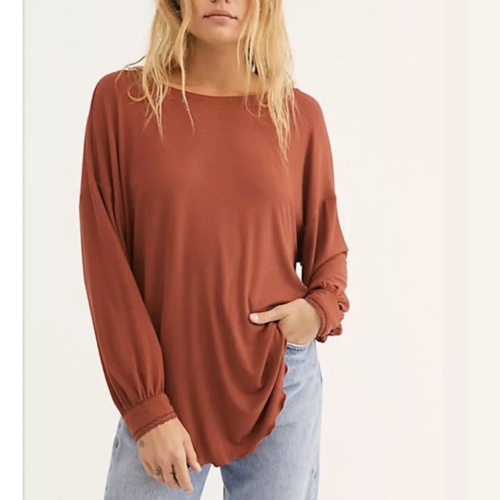 Free People Shimmy Shake Top Size Small Open Back Rust - Picture 2 of 10